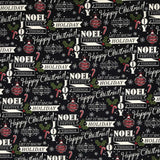 FLANELLETTE IMPRIMÉE NOEL CHRISTMAS FOND NOIR