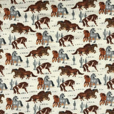 FLANELLETTE IMPRIMÉE CHEVAUX FOND BLANC