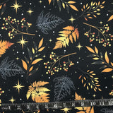 POLYESTER DÉCO NAPPE FEUILLES OR FOND NOIR