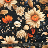 POLYESTER DÉCO NAPPE FLEURS BEIGES ET ORANGE