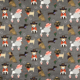 FLANELLETTE IMPRIMÉE CHIENS COWBOYS FOND GRIS