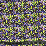 COTON IMPRIMÉ BLEUETS FOND NOIR