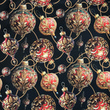 POLYESTER DÉCO NAPPE BOULES DE NOEL ROUGE ET OR