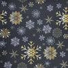 POLYESTER DÉCO ET NAPPE DE NOËL FLOCON OR ET BLANC