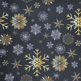 POLYESTER DÉCO ET NAPPE DE NOËL FLOCON OR ET BLANC