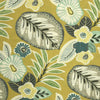 TISSU EXTÉRIEUR FEUILLES ET FLEURS FOND JAUNE