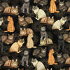 COTON IMPRIMÉ CHATS FOND NOIR MANDALAS
