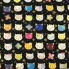 COTON IMPRIMÉ FACES DE CHATS COLORÉS FOND NOIR