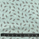 COTON IMPRIMÉ SOURIS FOND TURQUOISE