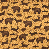 COTON IMPRIMÉ ANIMAUX FORESTIERS TRIBAL FOND ORANGE