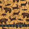 COTON IMPRIMÉ ANIMAUX FORESTIERS TRIBAL FOND ORANGE
