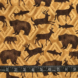 COTON IMPRIMÉ ANIMAUX FORESTIERS TRIBAL FOND ORANGE