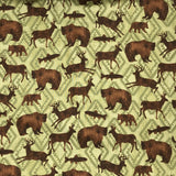 COTON IMPRIMÉ ANIMAUX FORESTIERS TRIBAL VERT