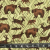 COTON IMPRIMÉ ANIMAUX FORESTIERS TRIBAL VERT