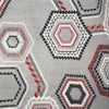 POLYESTER DÉCO ET NAPPE HEXAGONES GRIS ET ROUGE