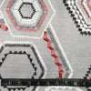 POLYESTER DÉCO ET NAPPE HEXAGONES GRIS ET ROUGE