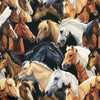 NAPPE POLYESTER DÉCO CHEVAUX FOND NOIR