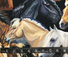 NAPPE POLYESTER DÉCO CHEVAUX FOND NOIR