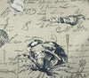 TISSU RECOUVREMENT -CRABES ET COQUILLAGES FOND BEIGE