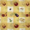 POLYESTER DÉCO ET NAPPE CARREAUX ET FRUITS FOND JAUNE