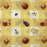 POLYESTER DÉCO ET NAPPE CARREAUX ET FRUITS FOND JAUNE