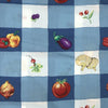 POLYESTER DÉCO ET NAPPE CARREAUX ET FRUITS FOND BLEU