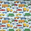 COTON IMPRIMÉ VEHICULES FOND BLEU