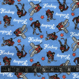 FLANELLETTE IMPRIMÉE HOCKEY FOND BLEU