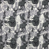 COTON IMPRIMÉ NATURE SAUVAGE FOND GRIS
