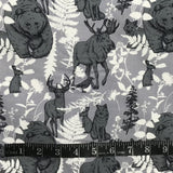 COTON IMPRIMÉ NATURE SAUVAGE FOND GRIS