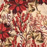 POLYESTER DÉCO NAPPE CLOCHE DE NOEL FOND BEIGE