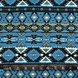 COTON IMPRIMÉ MOTIFS AZTECS FOND BLEU