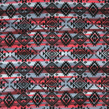 COTON IMPRIMÉ MOTIFS AZTECS GRIS ROUGE