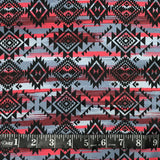 COTON IMPRIMÉ MOTIFS AZTECS GRIS ROUGE