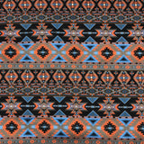 COTON IMPRIMÉ MOTIFS AZTECS GRIS BLEU ORANGE