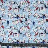 COTON IMPRIMÉ HOCKEY FOND BLEU