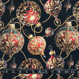 POLYESTER DÉCO NAPPE BOULES DE NOEL ROUGE ET OR