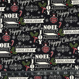 FLANELLETTE IMPRIMÉE NOEL CHRISTMAS FOND NOIR