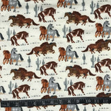FLANELLETTE IMPRIMÉE CHEVAUX FOND BLANC