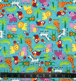 FLANELLETTE IMPRIMÉE ANIMAUX FOND BLEU