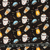 COTON IMPRIMÉ CAFÉ FOND BRUN