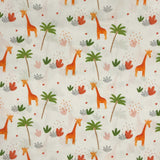 COTON IMPRIMÉ GIRAFES FOND BLANC