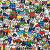 COTON IMPRIMÉ CHIENS AVEC VÊTEMENTS COLORÉS