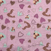 FLANELLETTE IMPRIMÉE RENARDAUX FOND ROSE