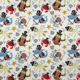 FLANELLETTE IMPRIMÉE ANIMAUX MARINS FOND BLANC