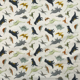 FLANELLETTE IMPRIMÉE PETITS DINOSAURES FOND BLANC