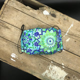MASQUE FLEURS BLEUES ABSTRAITES