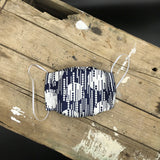 MASQUE POIS ABSTRAITS BLANC ET MARINE