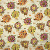 COTON IMPRIMÉ LIONS FLEURIS SUR FOND BEIGE