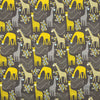 COTON IMPRIMÉ GIRAFE JAUNE SUR FOND GRIS